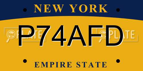 P74AFD New York License Plate