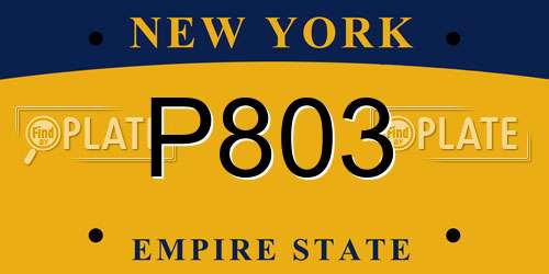 P803 New York License Plate
