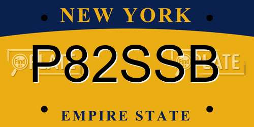 P82SSB New York License Plate