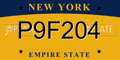 P9F204 New York License Plate