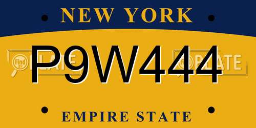 P9W444 New York License Plate