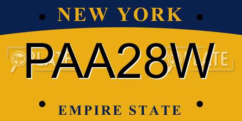 PAA28W New York License Plate