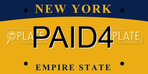 PAID4 New York License Plate