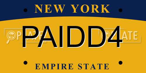 PAIDD4 New York License Plate