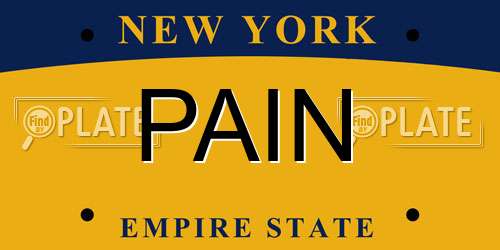 PAIN New York License Plate