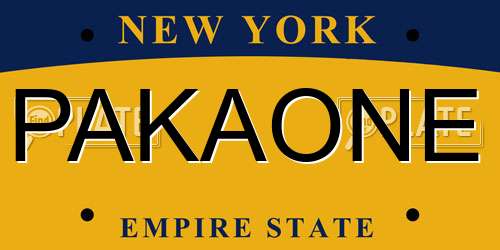 PAKAONE New York License Plate