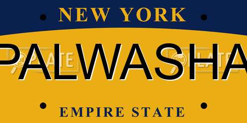 PALWASHA New York License Plate