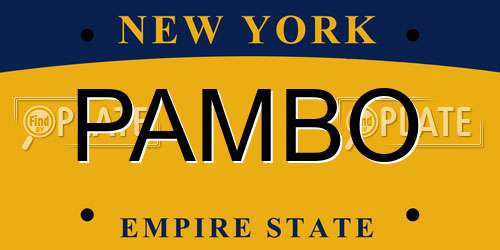 PAMBO New York License Plate