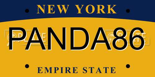 PANDA86 New York License Plate