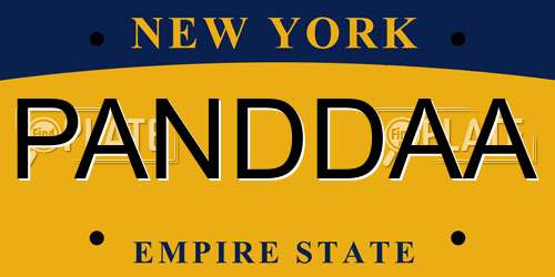 PANDDAA New York License Plate