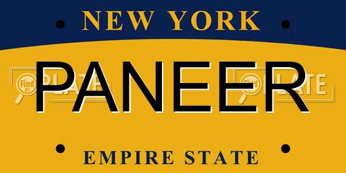 PANEER New York License Plate