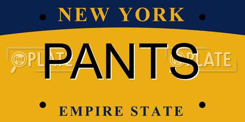 PANTS New York License Plate