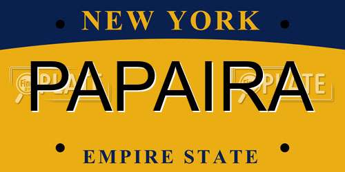 PAPAIRA New York License Plate
