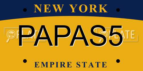 PAPAS5 New York License Plate