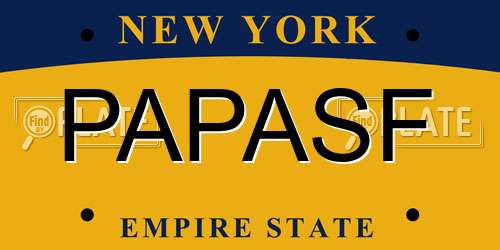 PAPASF New York License Plate