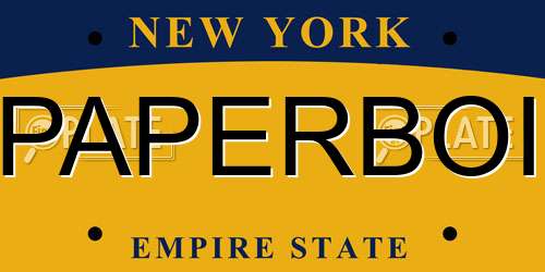 PAPERBOI New York License Plate