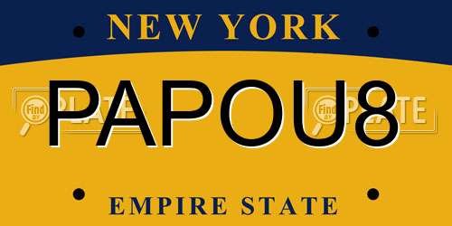 PAPOU8 New York License Plate