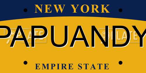 PAPUANDY New York License Plate