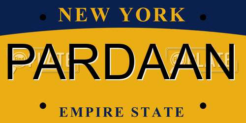 PARDAAN New York License Plate
