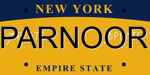 PARNOOR New York License Plate