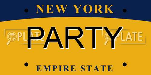 PARTY New York License Plate