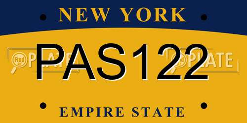 PAS122 New York License Plate