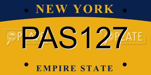 PAS127 New York License Plate