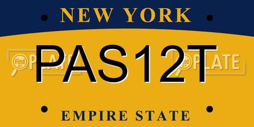 PAS12T New York License Plate