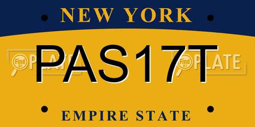 PAS17T New York License Plate