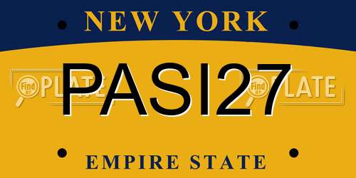 PASI27 New York License Plate
