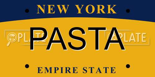 PASTA New York License Plate