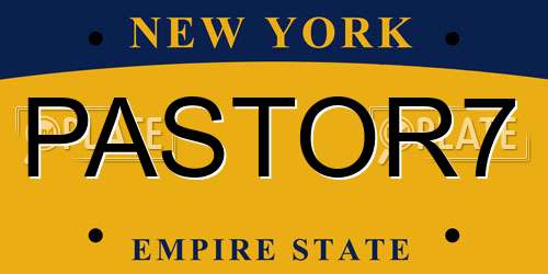 PASTOR7 New York License Plate