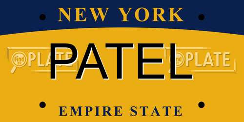PATEL New York License Plate