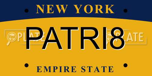 PATRI8 New York License Plate