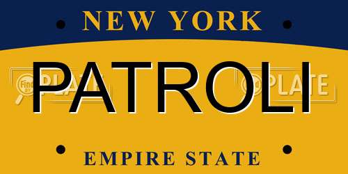 PATROLI New York License Plate