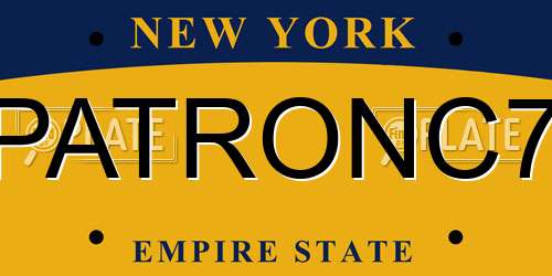 PATRONC7 New York License Plate
