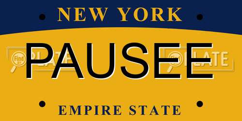 PAUSEE New York License Plate