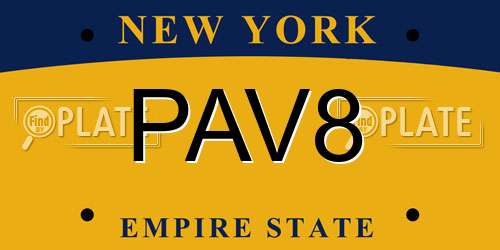 PAV8 New York License Plate
