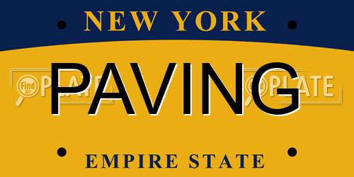 PAVING New York License Plate
