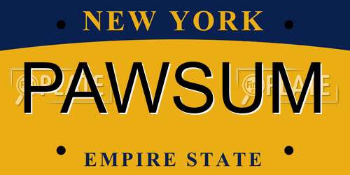 PAWSUM New York License Plate