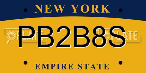 PB2B8S New York License Plate