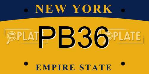 PB36 New York License Plate