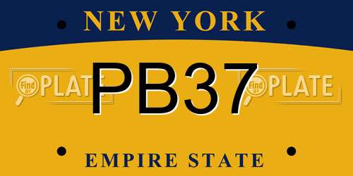 PB37 New York License Plate