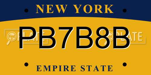 PB7B8B New York License Plate