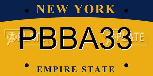 PBBA33 New York License Plate