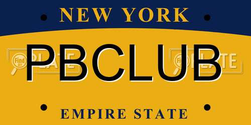 PBCLUB New York License Plate