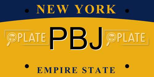 PBJ New York License Plate