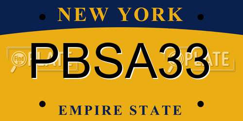 PBSA33 New York License Plate