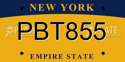 PBT855 New York License Plate