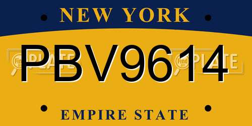 PBV9614 New York License Plate